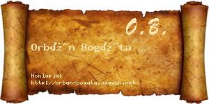Orbán Bogáta névjegykártya